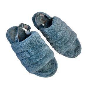 UGG Women’s‎ Fluff Yeah Slide Sandals Slippers Teal Fuzzy Shearling Size 9